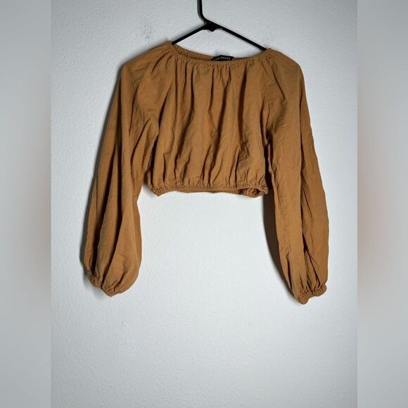 Hyfve Balloon Sleeve Off Shoulder Top - Caramel Size M - Picture 1 of 11